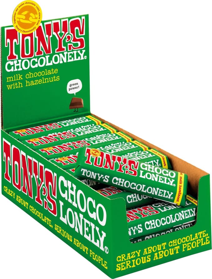 Tony's Chocolonely Chocolade Reep Melk Hazelnoot - 35 x 47 gram