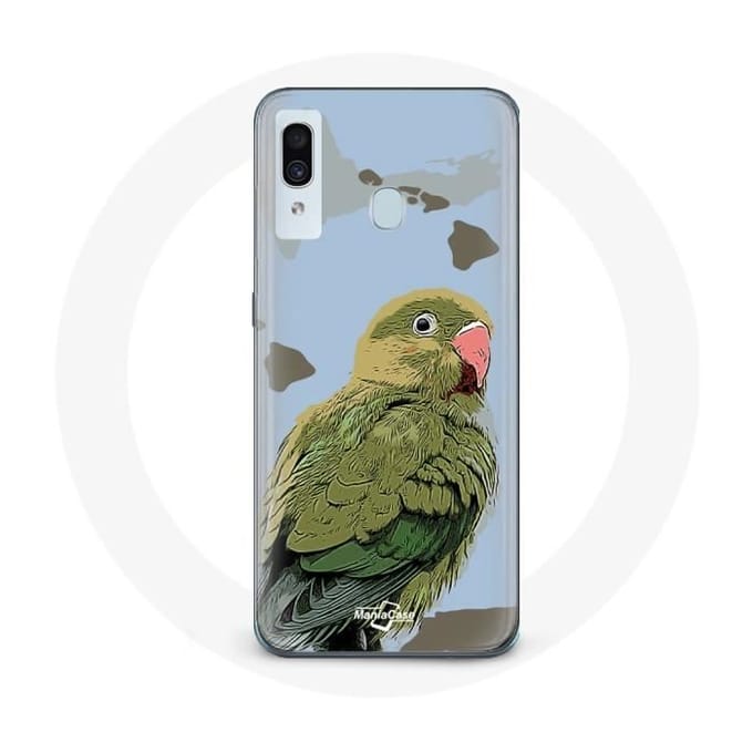 Coque pour Samsung Galaxy A20 Perruches Oiseaux vert