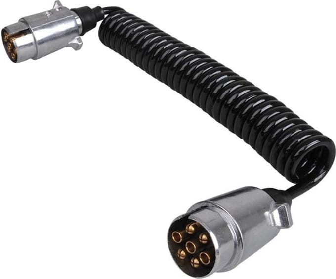 ProPlus Spiraalkabel - Verlengkabel - 7-polig - 3,5 meter - Zwart/Zilver - PVC/Staal