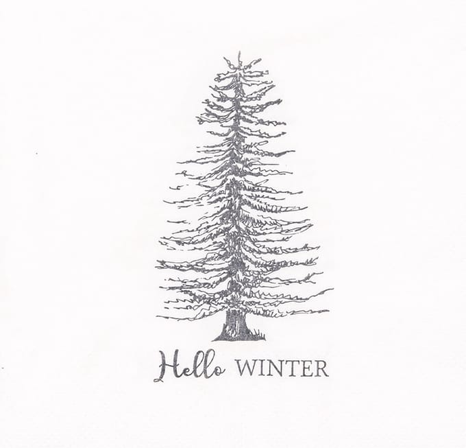 Clayre & Eef Servetten Papier Set van 20 33x33 cm Wit Papier Winter