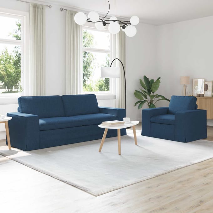 vidaXL Bankstel 2 pcs Blauw 222 x 80 x 82 cm Stof