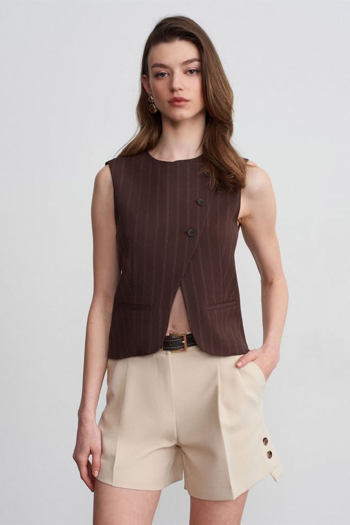 Hoogwaardige Tailored Crepe Shorts met Ceintuur