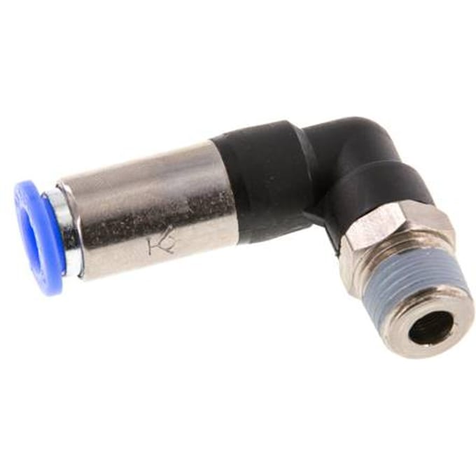 8mm & R1/4'' Zelfsluitende L-insteekkoppeling Vernikkeld messing/PBT buitendraad 0-10 bar