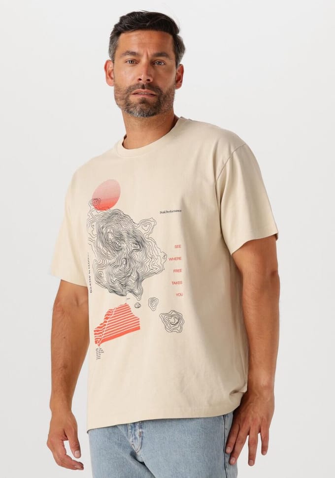 Peak Performance M Graphic Tee Polo's & T-shirts Heren - Beige - Maat M