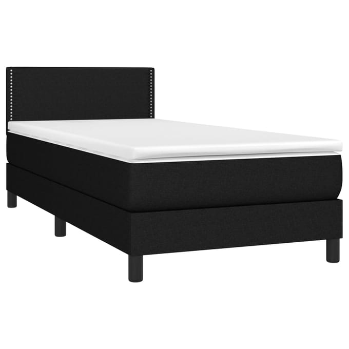 vidaXL - Boxspring - met - matras - en - LED - stof - zwart - 80x200 - cm