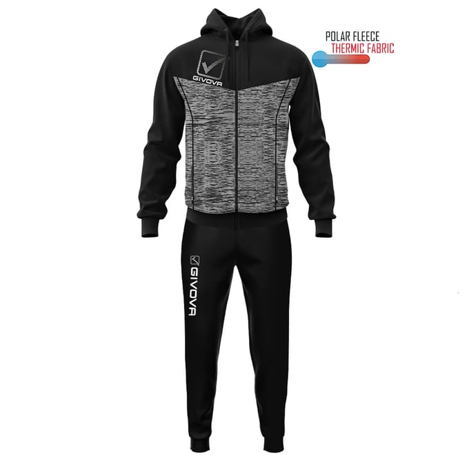 Tuta visa melange con cappuccio polarfleece