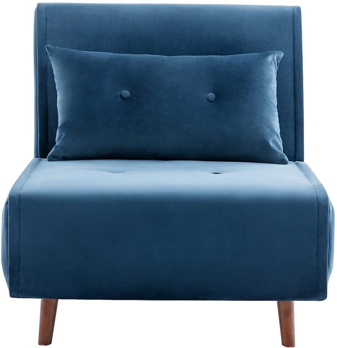 Vente-unique Slaapfauteuil van nachtblauw velours URIBIA