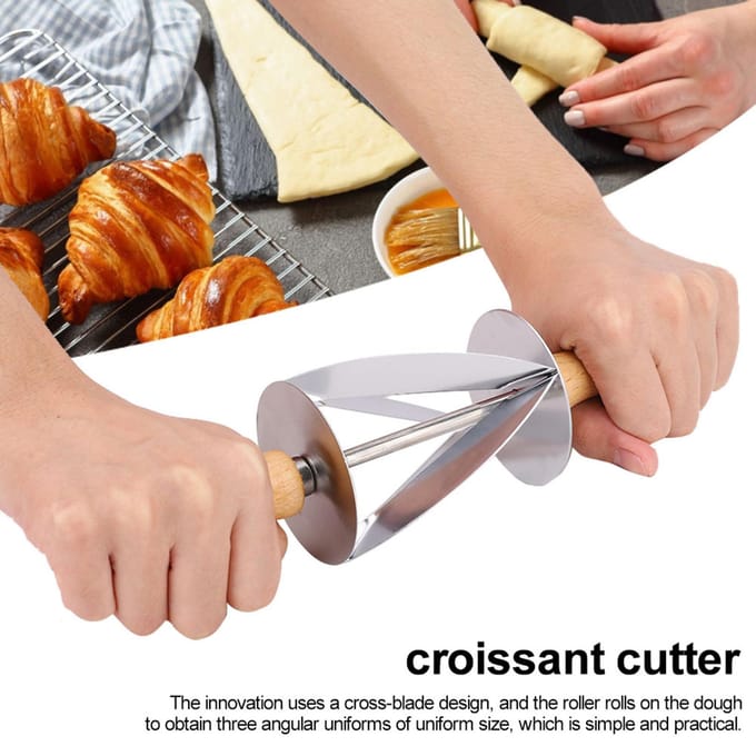 Roulette à Pâte en Acier Inoxydable Coupe-Pâte Pain Croissant Accessoires de Pâtisserie white