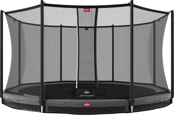 BERG Favorit InGround 380 Trampoline - Safety Net Comfort - AirFlow Springdoek - Grijs