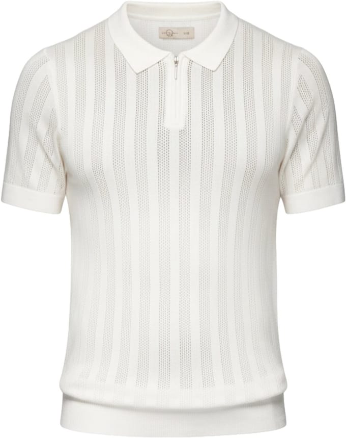 OMBRE Polo - Slim Fit - Viscose - Korte Mouw Wit XL