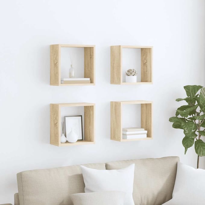 vidaXL - Wandschappen - kubus - 4 - st - 30x15x30 - cm - sonoma - eikenkleurig