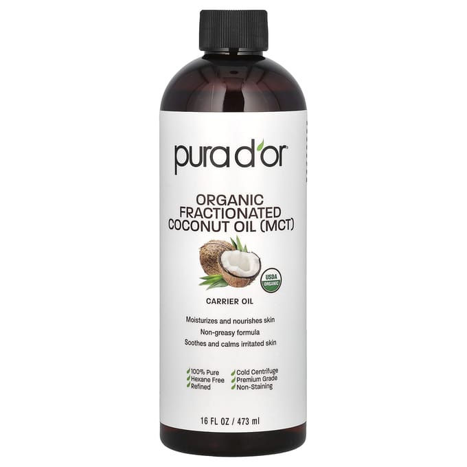 Pura D'Or, Organic Coconut Oil (Mct), 473Ml (16Fl Oz) white