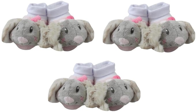 Konijntje - slofjes - pantoffels - roze - set van 3 paar