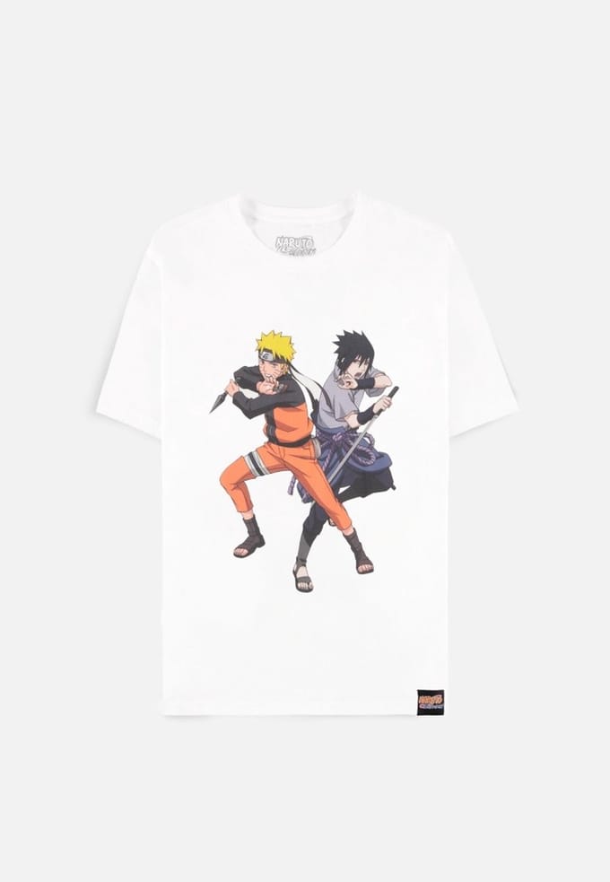 Naruto Shippuden Heren Tshirt -L- Naruto & Sasuke Wit
