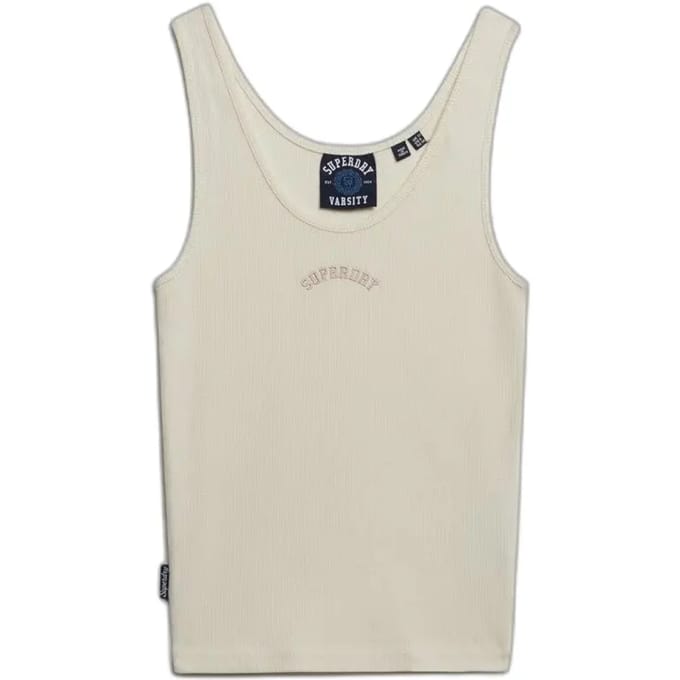 Superdry Essential Logo Scoop Mouwloos T-shirt Beige M Vrouw