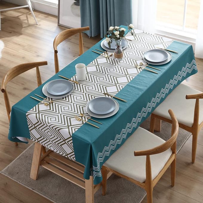 Geometrisch Bloemenprint Rechthoekig Tafelkleed Voor Tafel- En Huisdecoratie Waterdicht Koffietafelkleed 40-70cm gray