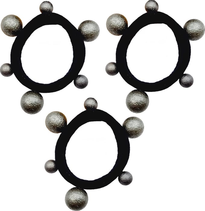 Haarsoires Haarelastieken - Endless - Bollen - Zwart Grijs - Set van 3