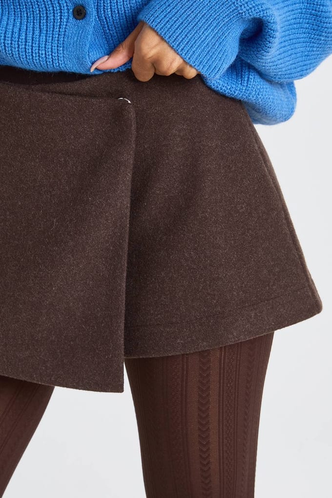 boohoo Dames Wollen-look wikkelminirok | Chocolate | Maat: 8
