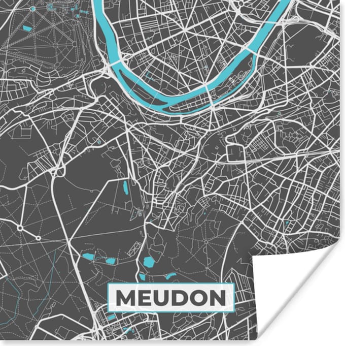 Poster Stadskaart - Meudon - Frankrijk - Kaart - Plattegrond - 75x75 cm