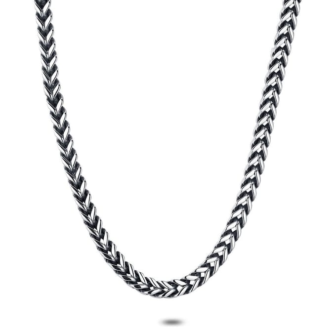 Twice As Nice Halsketting in edelstaal, vierkante gourmet, 6 mm 60cm