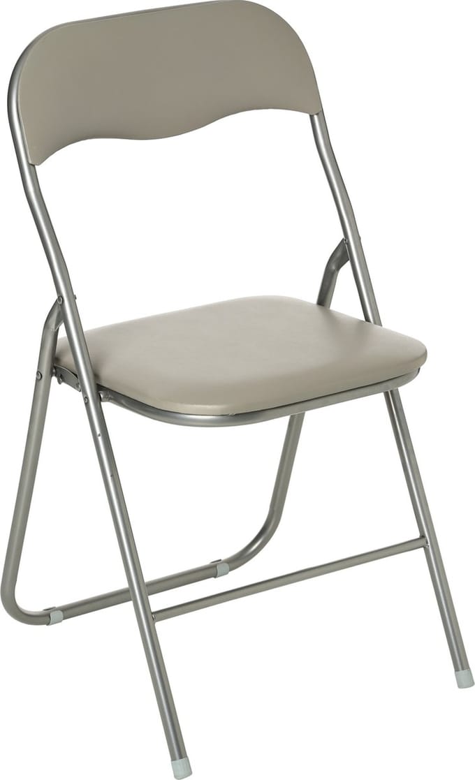 5Five Klapstoel met pvc zitting - beige - 44 x 48 x 79 cm - metaal - Bijzet stoelen - Inklapbaar