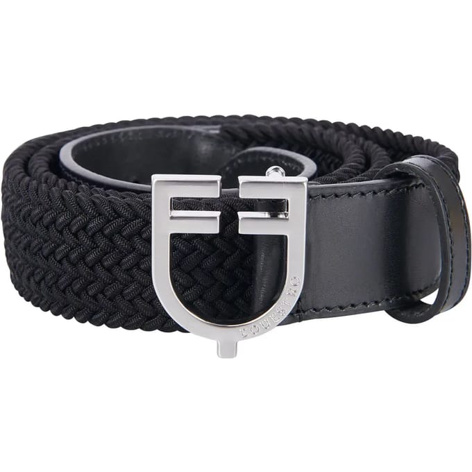 Elastische riem met leren logo-buckle voor dames Equestro