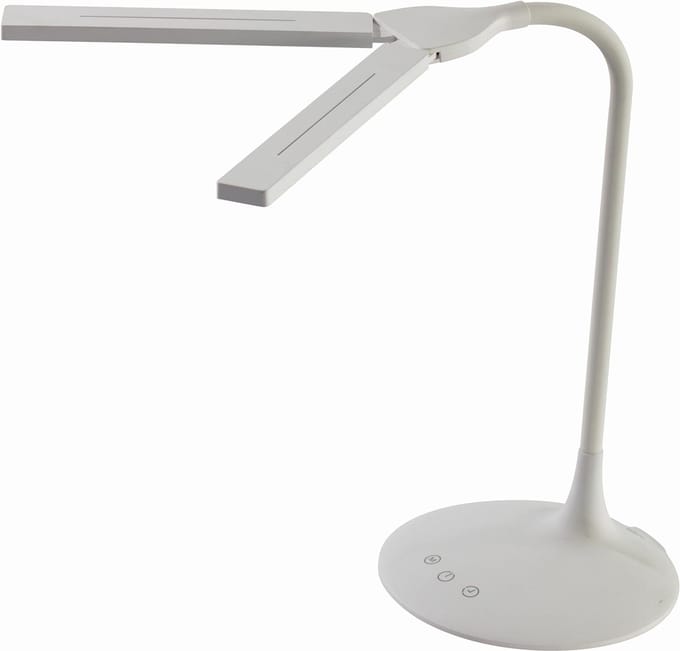 ALBA - LED Twin Bureaulamp - Wit - 2 Koppen - Draadloos