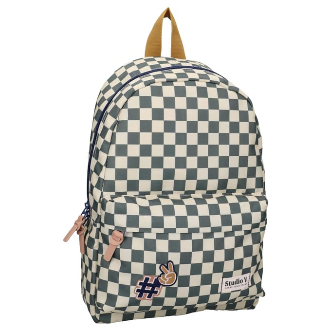 Studio V Retro Forever - Rugzak - Gevoerd - 10,5 liter - 38 x 25 x 12 cm - Geruit - Groen