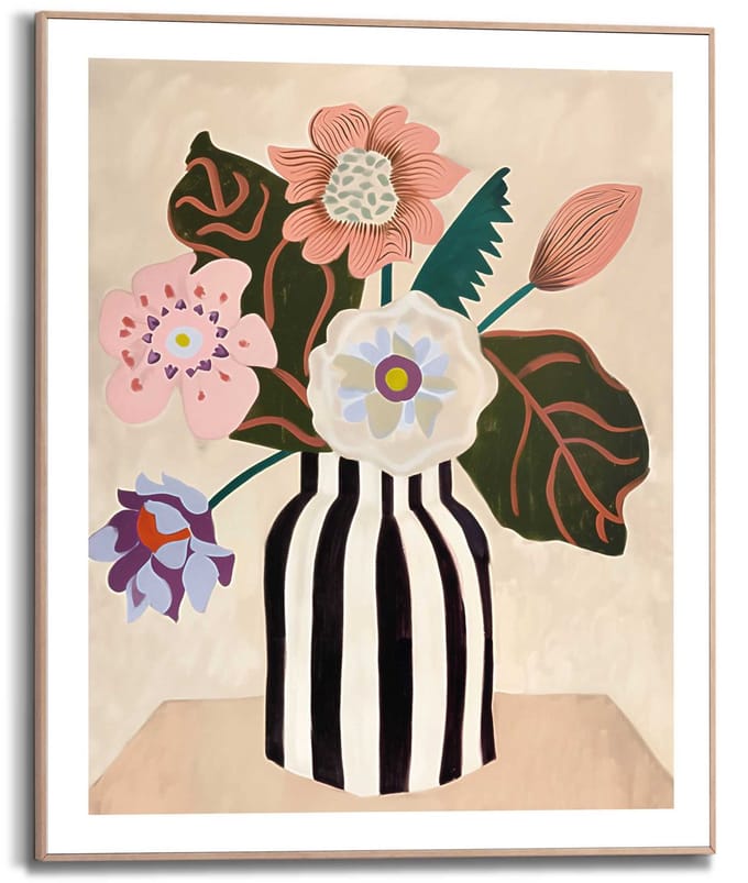 Schilderij Funky Flowers - 50 x 40 - Hout - REINDERS