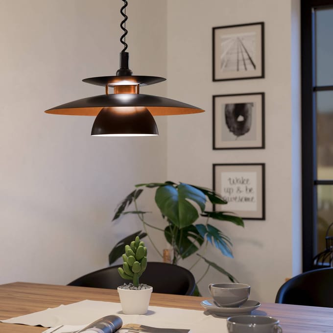 EGLO Brenda Hanglamp - E27 - Ø 43 cm - Zwart/Koper