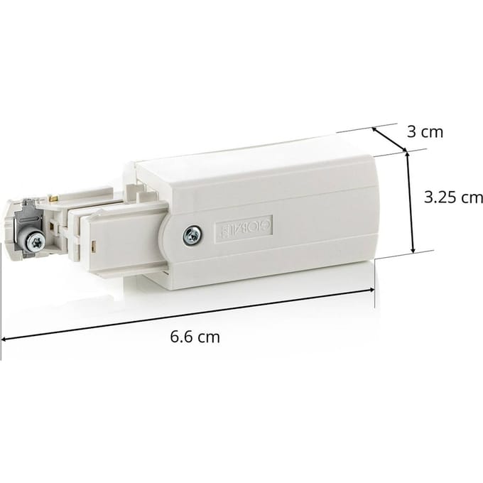 GLOBAL Eindvoeding links voor stroomrail Noa wit