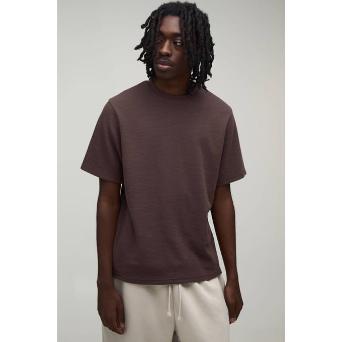 Essentieel Regular Fit Wafel T-shirt | Chocolate | Size Small