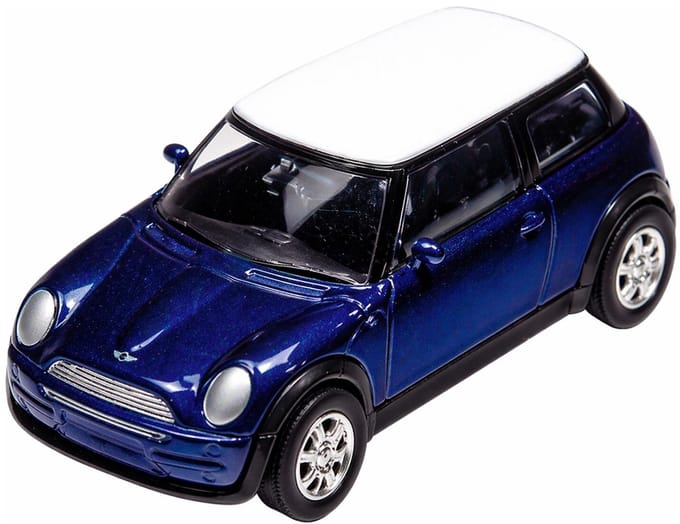 Goki Mini Cooper modelauto - blauw - 7 cm - schaal 1:60 - metaal - speelgoedwagen