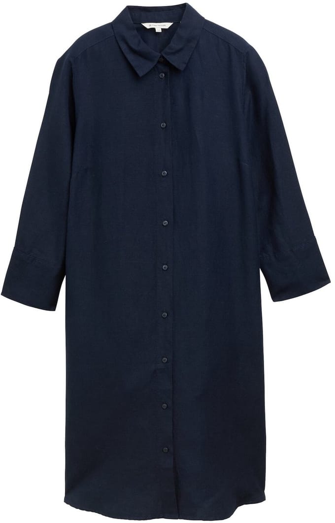 Tom Tailor - Blousejurk met linnen - Maat 36 - sky captain blue