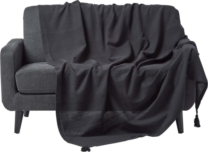 Homescapes Rajput sprei, 100% katoen, zwart, 255 x 360 cm