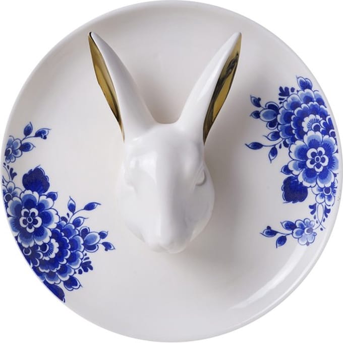 Heinen Delfts Blauw - Wandbord 3D konijn - Delfts blauw - Keramiek - 20 cm
