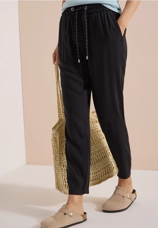 Mid Waist Slim Leg broek in Loose Fit