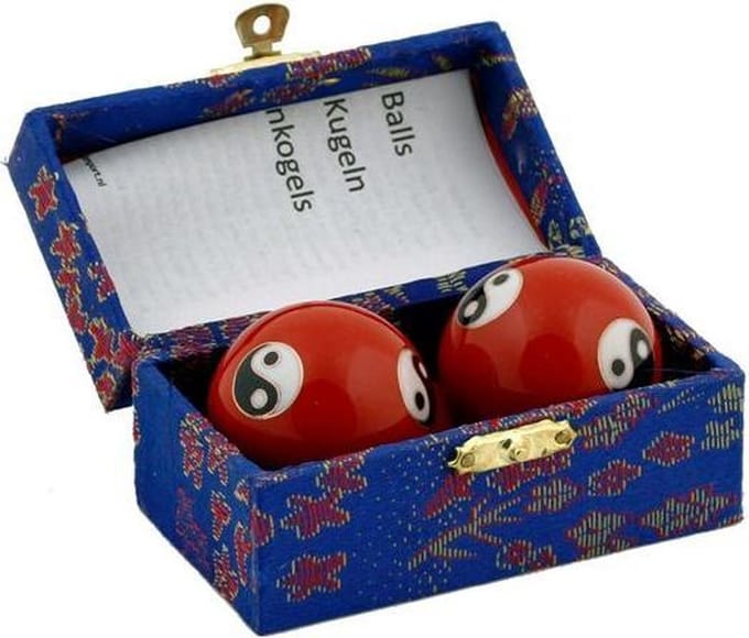 Meridiaankogels Yin Yang rood - 4 cm (2 stuks) - S