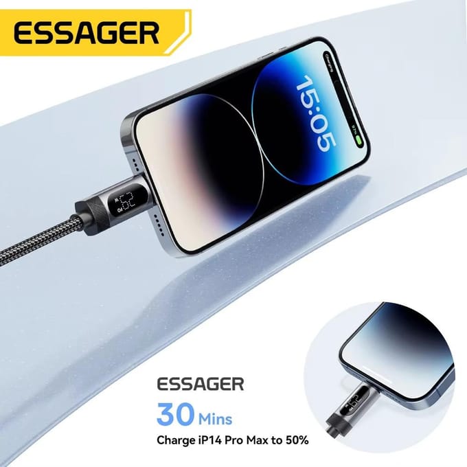 Essager Digitale Display USB C Kabel Voor iPhone14 13 12 11 Pro Max PD 29 W Snel Opladen Type C Naar Verlichting Kabel Voor iPad Macbook