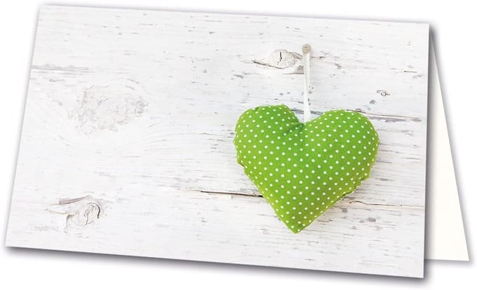 Tafelkaarten Groen Hart - Zitkaarten Bruiloft - Gasten Aanspreken - 350 g/m² Offsetkarton - 85 x 55 cm - Wit Groen