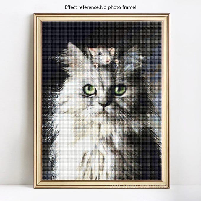 Peinture Diamant 5D Ronde Complète Animal Chat Broderie Vente Image Strass Diamant 20X30 black