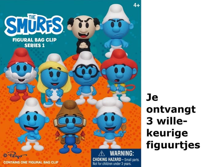Smurfen Foamclip - 4 Willekeurige Modellen - Tas Verzamelclip - 5 cm - Monogram