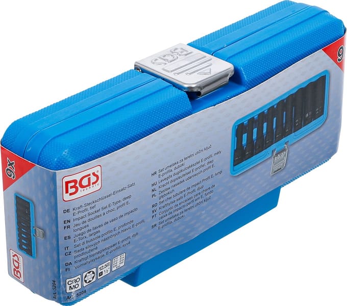 BGS Kracht doppenset E-profiel, diep 1/2 E10-E24, 9 delig