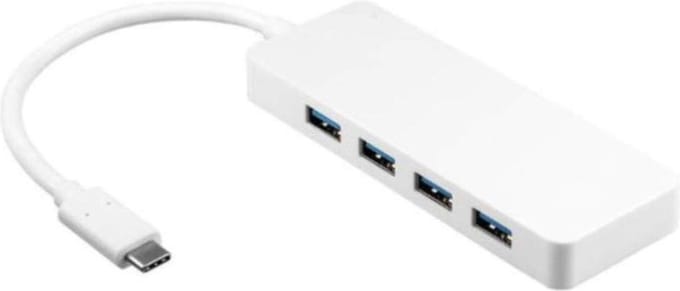 USB C hub - 4x USB A female - 0.15 meter - Wit - Allteq