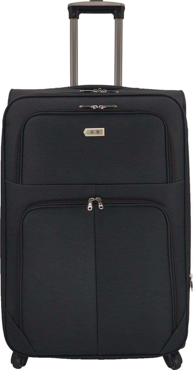 bagage stoffen koffer 75cm 4 wielen trolley - Zwart