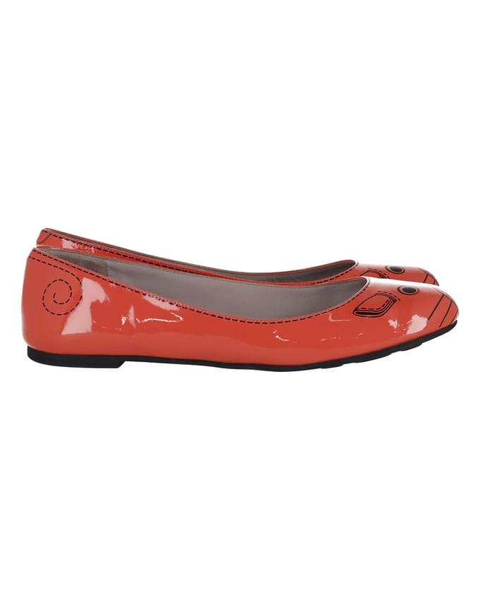 Marc Jacobs Muizenprint Ballerina's in Oranje Leren Lak