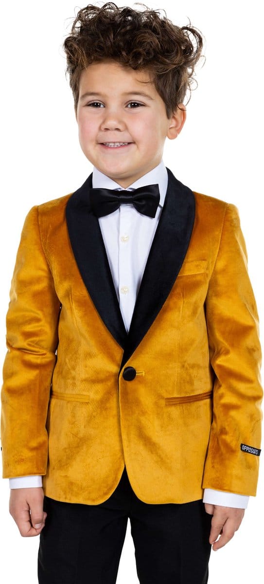 OppoSuits Deluxe Kids Dinner Jacket - Gold - Jongens Blazer - Kerst, Bruiloften - Goud - Maat: EU 92/98 - 2 Jaar