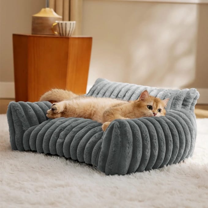 Topmast Sofa - Geribbelde Pluche - Antraciet - 76 x 51 x 25 cm