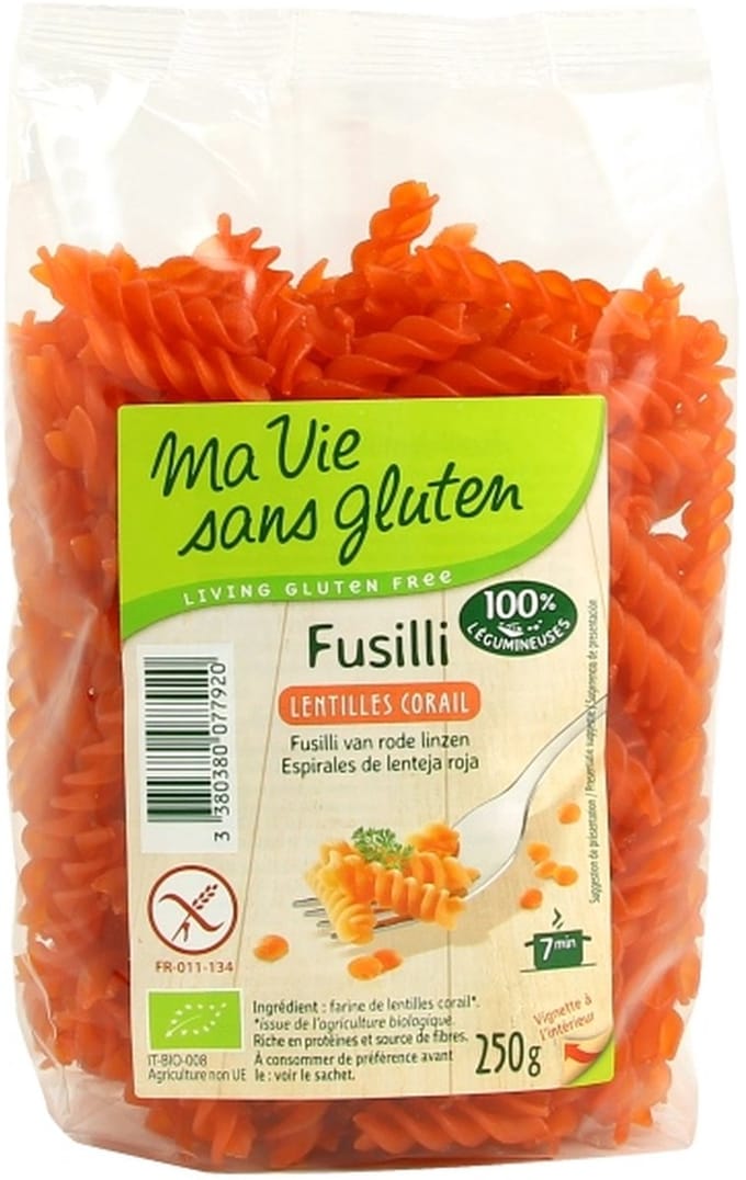 Ma Vie Sans Gluten Fusilli van rode linzen 250 gram