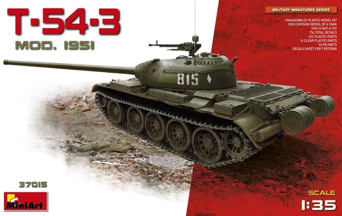 Miniart - T-54-3 Mod. 1951 (Min37015) - modelbouwsets, hobbybouwspeelgoed voor kinderen, modelverf en accessoires